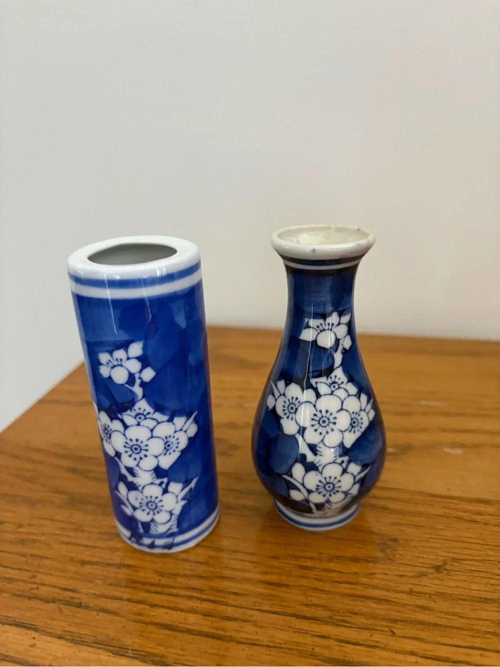 Blue and White Floral Ceramic Vase by
